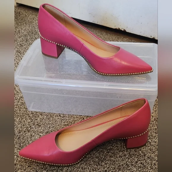 Coach Red Block Heel Women's Shoes - Picture 2 of 7